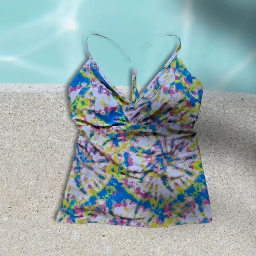 Jessica Simpson Tankini Top Spritz Multi Large - Picture 1 of 6